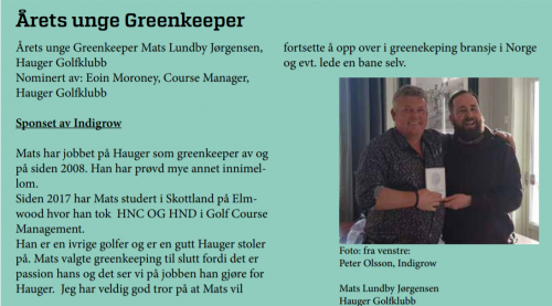 Årets greenkeeper og årets unge greenkeeper
